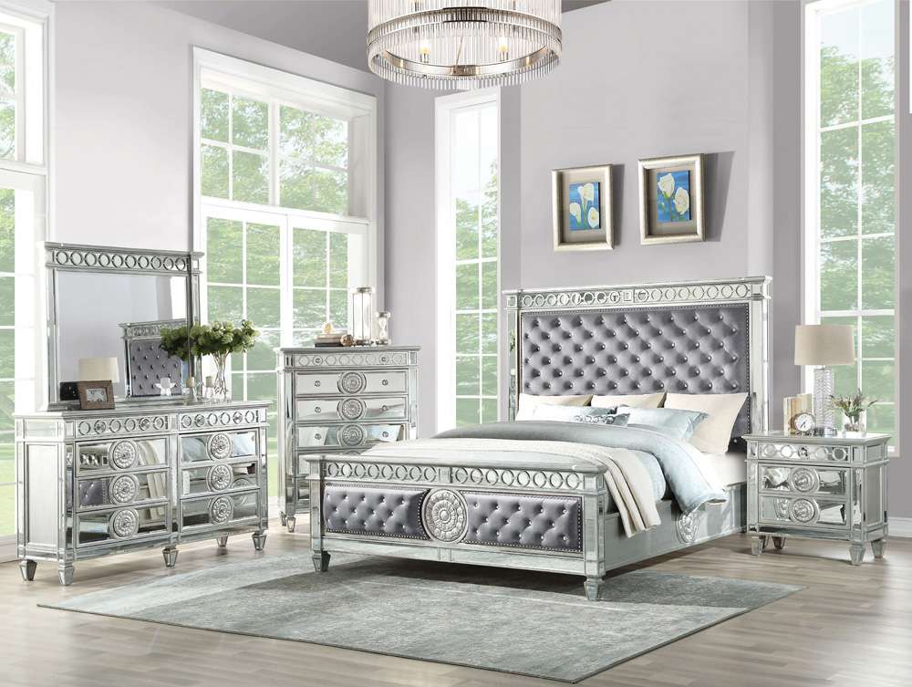 ACME Furniture - Varian Queen Bed - Gray & Mirrored - BD02303Q veiw 1