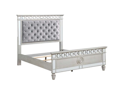 ACME Furniture - Varian Twin Bed - Gray Velvet - Silver & Mirrored - BD01412T veiw 1