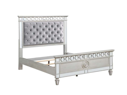 ACME Furniture - Varian Twin Bed - Gray Velvet - Silver & Mirrored - BD01412T veiw 1