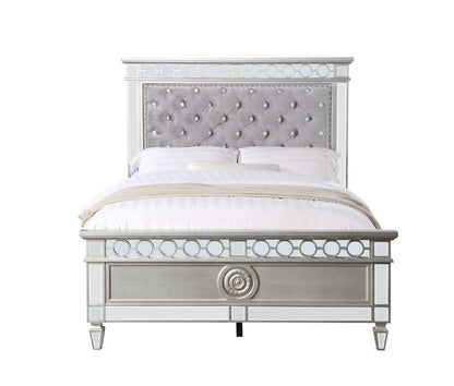 ACME Furniture - Varian Twin Bed - Gray Velvet - Silver & Mirrored - BD01412T veiw 2