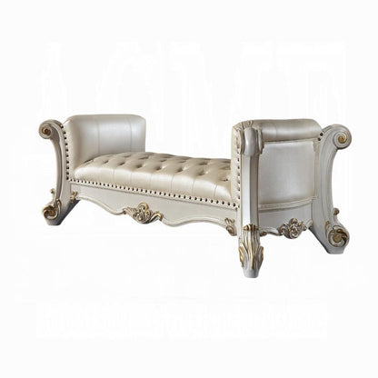 ACME Furniture - Vendome Bench - Synthetic Leather & Antique Pearl Finish - BD01522 veiw 1
