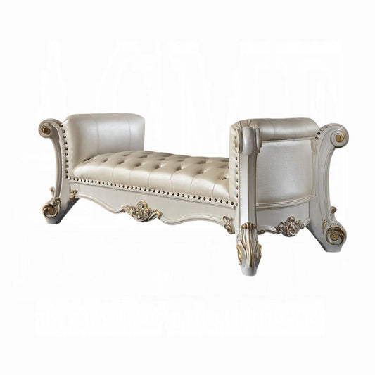 ACME Furniture - Vendome Bench - Synthetic Leather & Antique Pearl Finish - BD01522 veiw 1