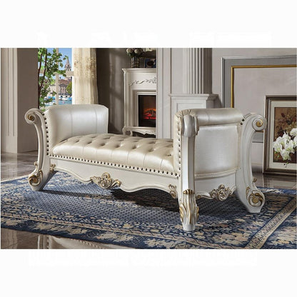 ACME Furniture - Vendome Bench - Synthetic Leather & Antique Pearl Finish - BD01522 veiw 2