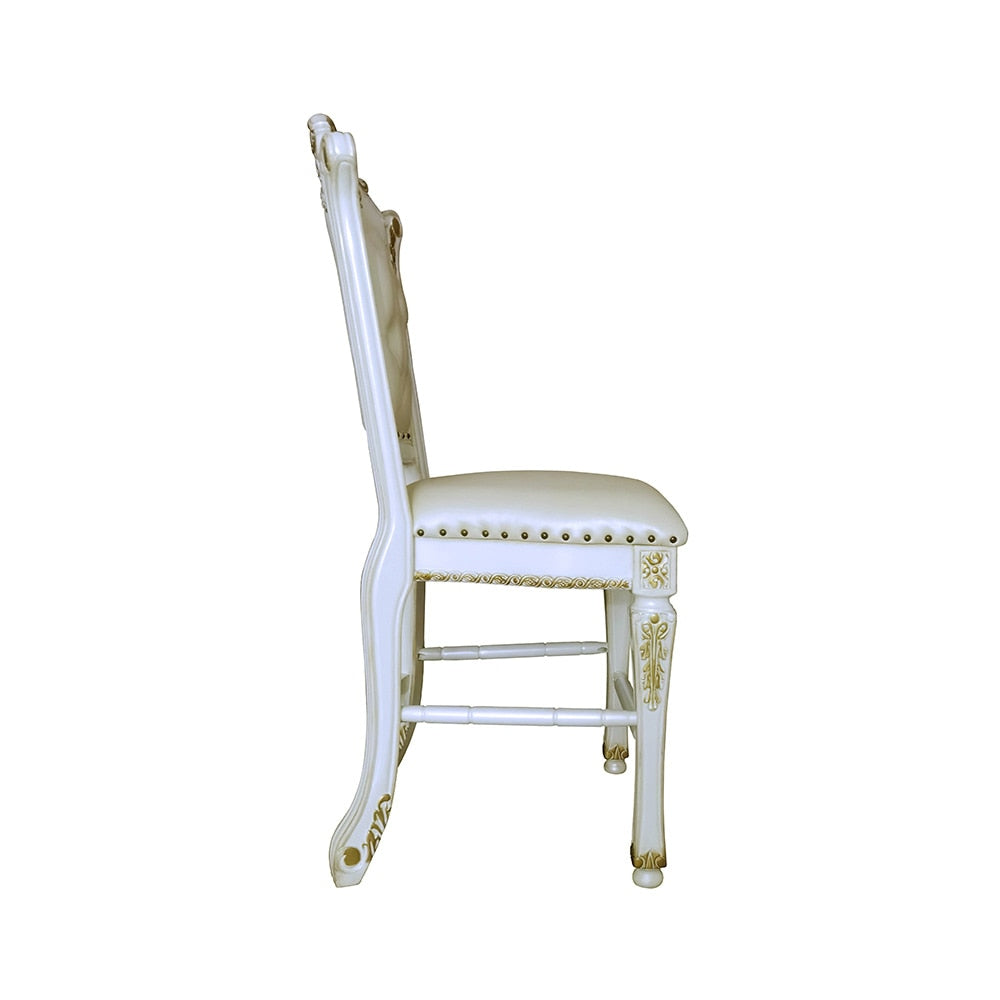ACME Furniture - Vendome Counter Height Chair (Set of 2) - Synthetic Leather & Antique Pearl Finish - DN01516 veiw 2