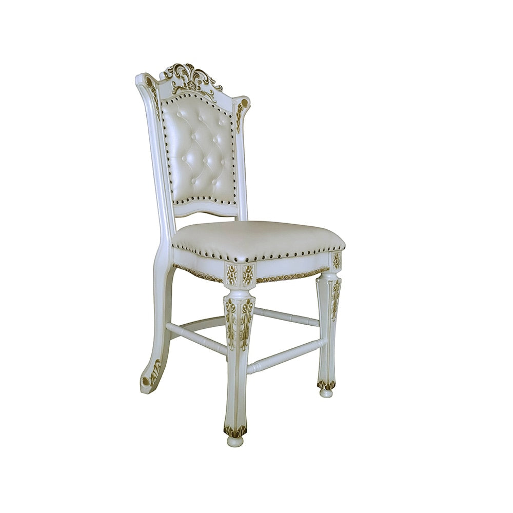 ACME Furniture - Vendome Counter Height Chair (Set of 2) - Synthetic Leather & Antique Pearl Finish - DN01516 veiw 4