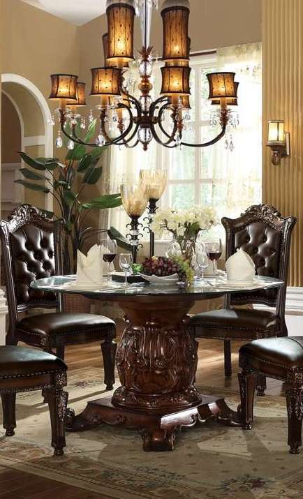 ACME Furniture - Vendome Dining Table w/Pedestal (54inDia Glass Top) - 62010 view 2