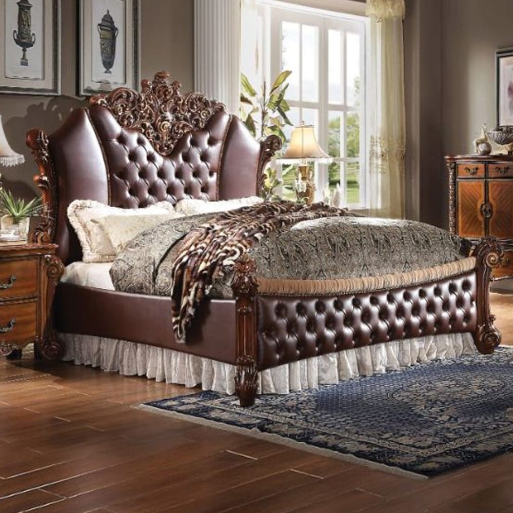 ACME Furniture - Vendome II - Queen Bed - Synthetic Leather & Cherry - 28020Q view 1