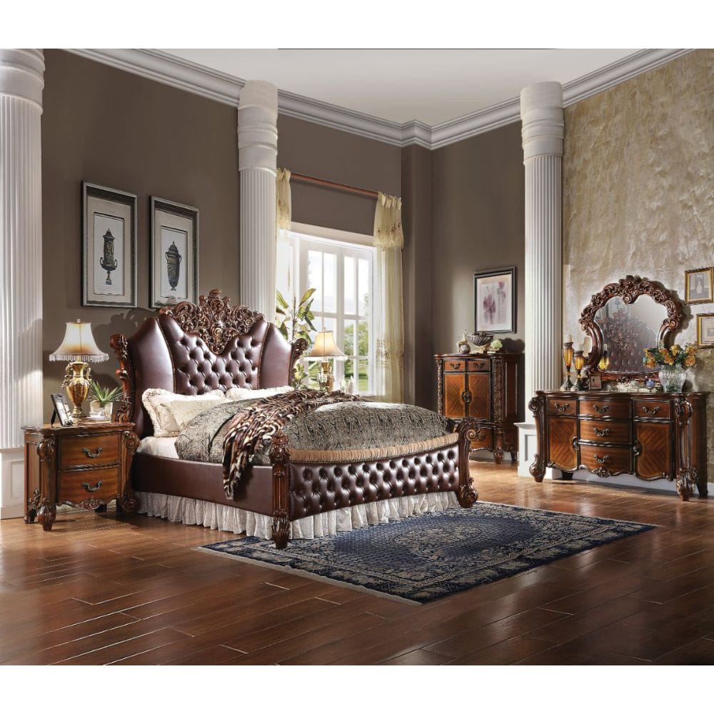 ACME Furniture - Vendome II - Queen Bed - Synthetic Leather & Cherry - 28020Q view 2