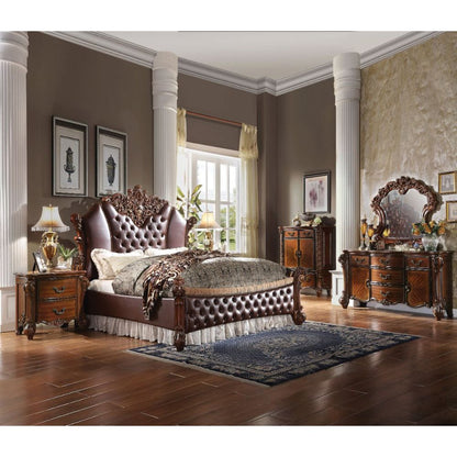 ACME Furniture - Vendome II - Queen Bed - Synthetic Leather & Cherry - 28020Q view 2