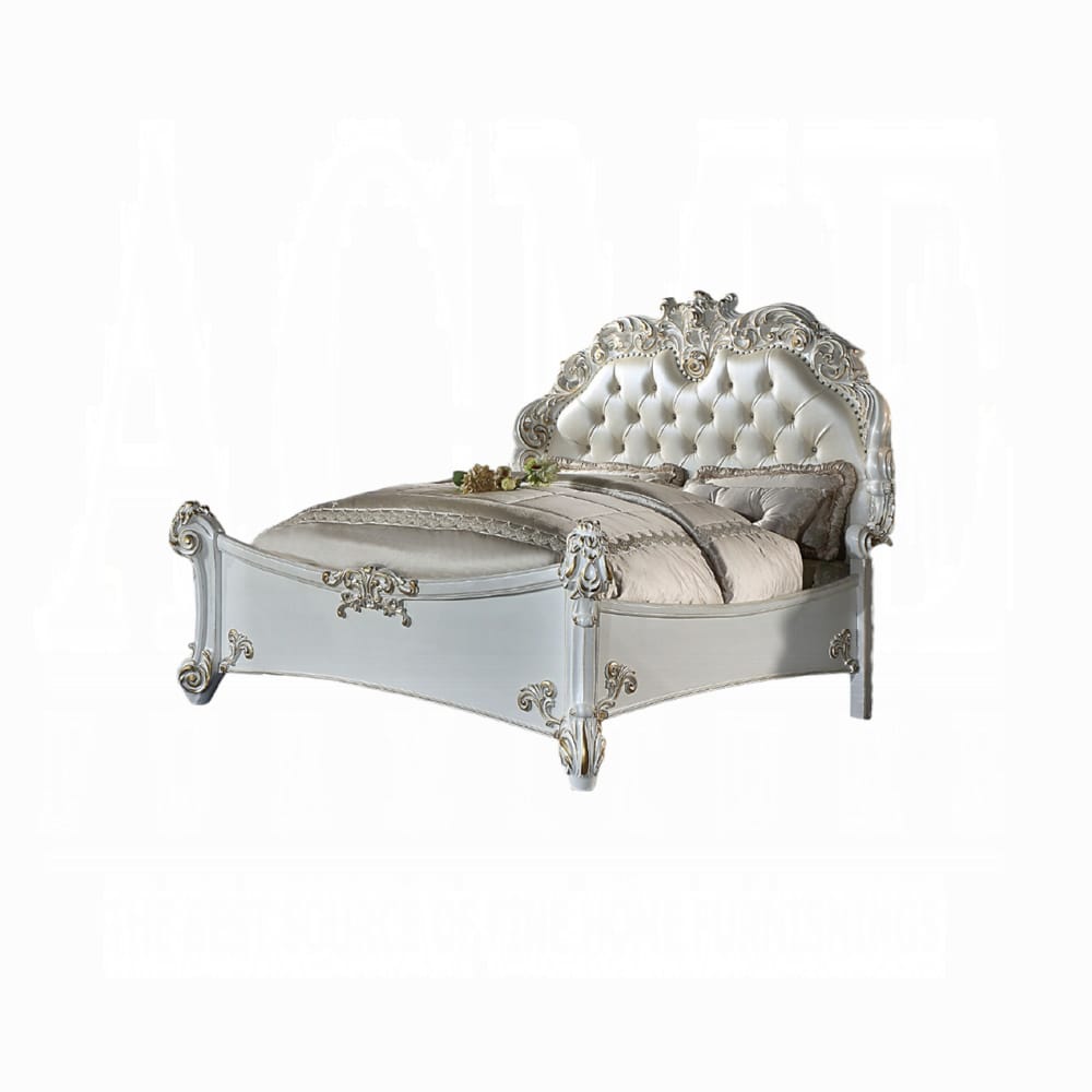 ACME Furniture - Vendome Queen Bed - Synthetic Leather & Antique Pearl - BD01506Q view 1