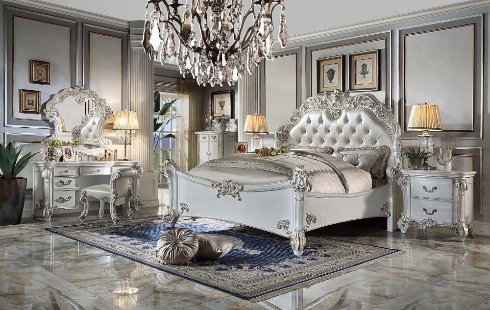 ACME Furniture - Vendome Queen Bed - Synthetic Leather & Antique Pearl - BD01506Q view 2