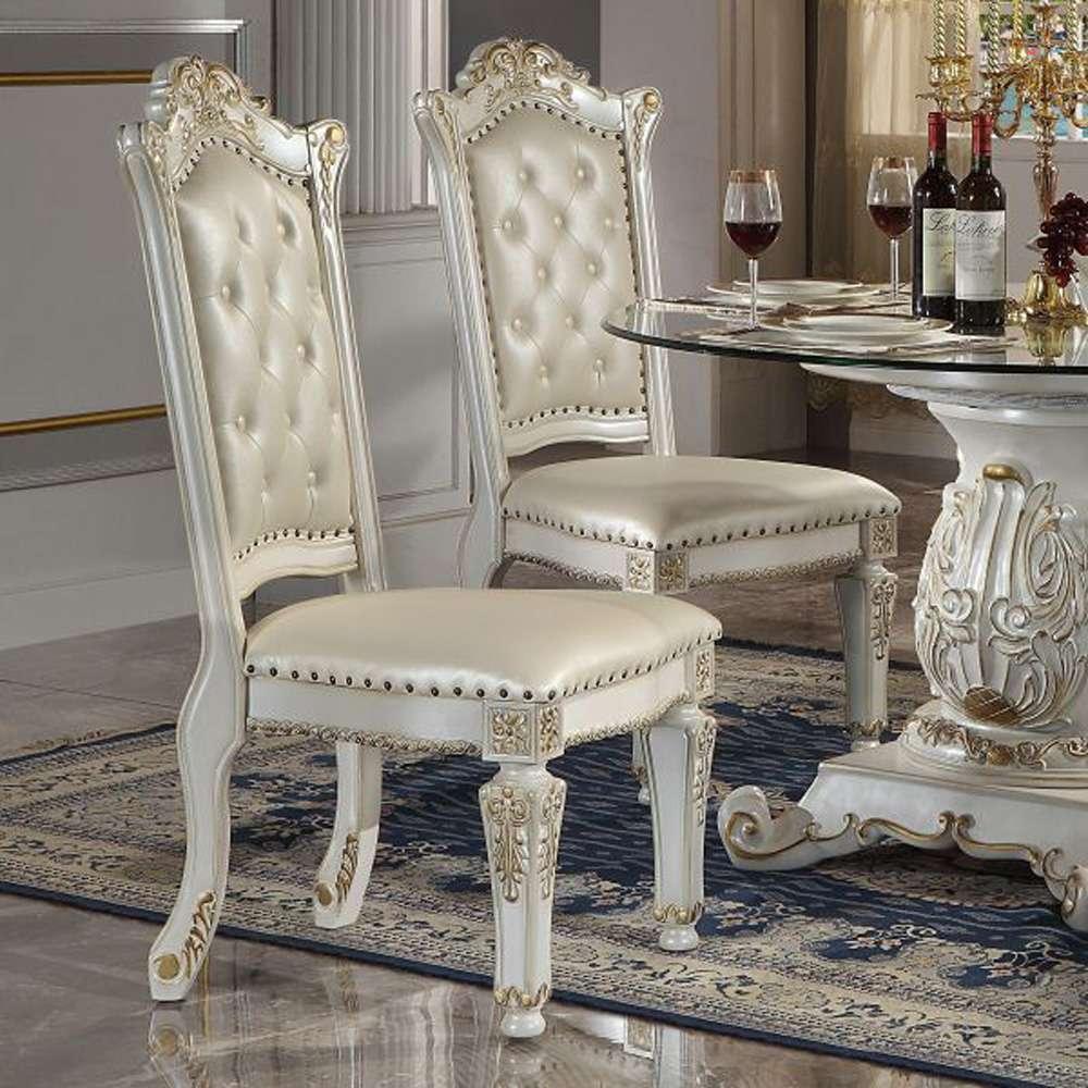 ACME Furniture - Vendome Side Chair (Set of 2) - Synthetic Leather & Antique Pearl - DN01554 view 2