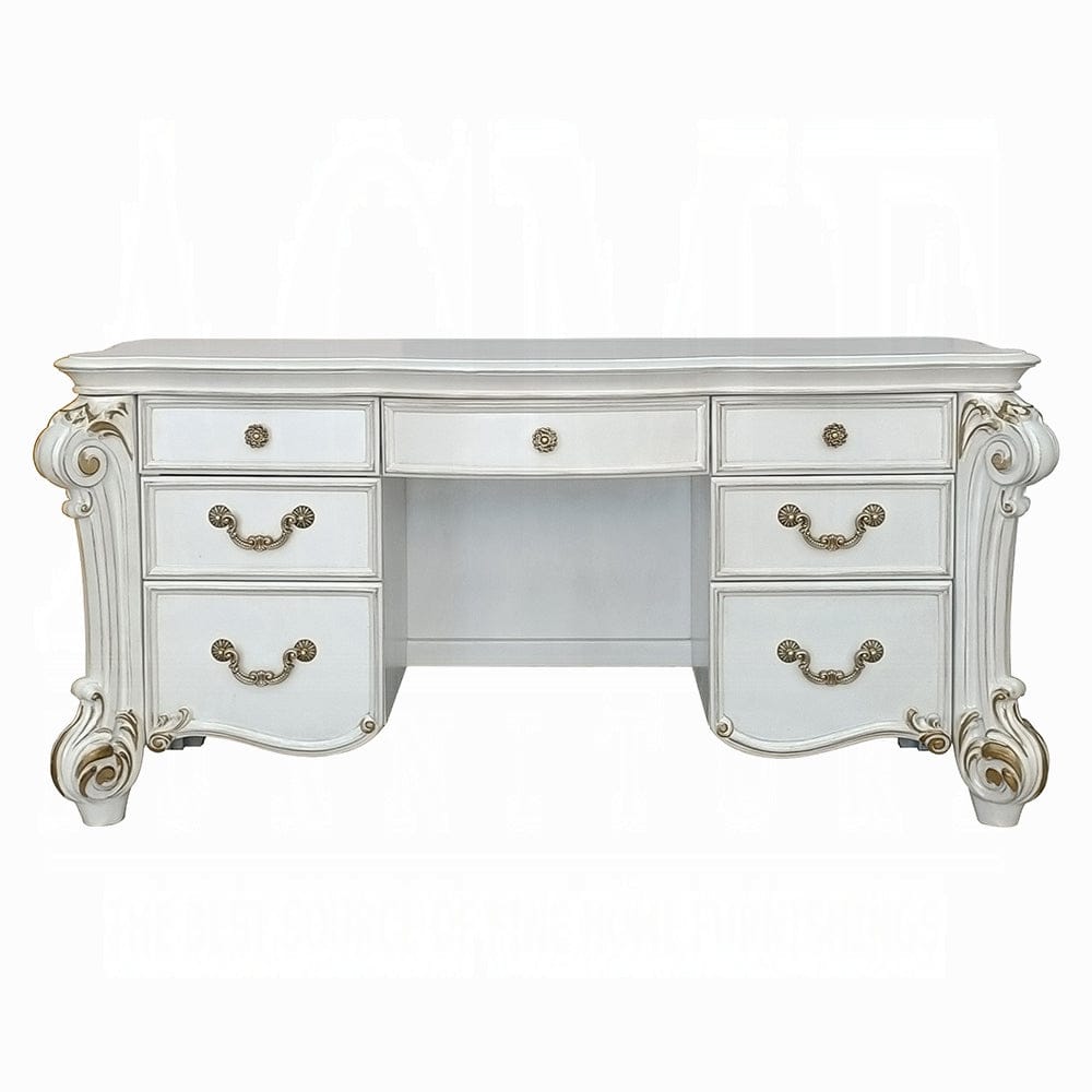 ACME Furniture - Vendome Vanity Desk - Beige Synthetic Leather & Antique Silver - BD01507 view 1