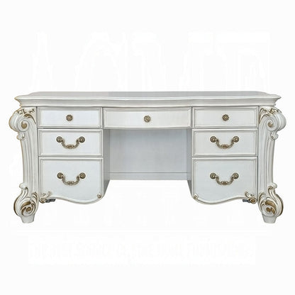 ACME Furniture - Vendome Vanity Desk - Beige Synthetic Leather & Antique Silver - BD01507 view 1