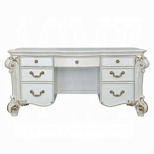ACME Furniture - Vendome Vanity Desk - Beige Synthetic Leather & Antique Silver - BD01507 view 1
