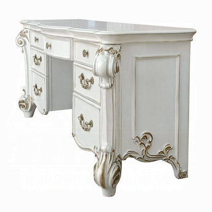 ACME Furniture - Vendome Vanity Desk - Beige Synthetic Leather & Antique Silver - BD01507 view 2