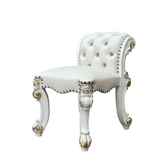 ACME Furniture - Vendome Vanity Stool - Beige Synthetic Leather & Antique Silver - BD01508 veiw 1