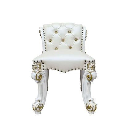 ACME Furniture - Vendome Vanity Stool - Beige Synthetic Leather & Antique Silver - BD01508 veiw 2