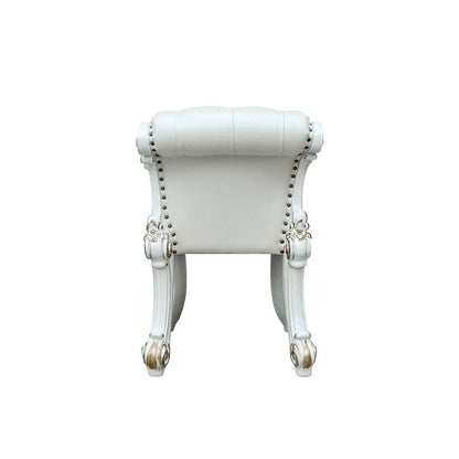 ACME Furniture - Vendome Vanity Stool - Beige Synthetic Leather & Antique Silver - BD01508 veiw 4