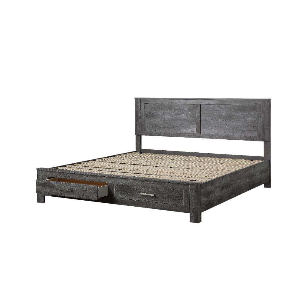 ACME Furniture - Vidalia - Queen Bed w/Storage - Rustic Gray Oak - 27330Q view 3