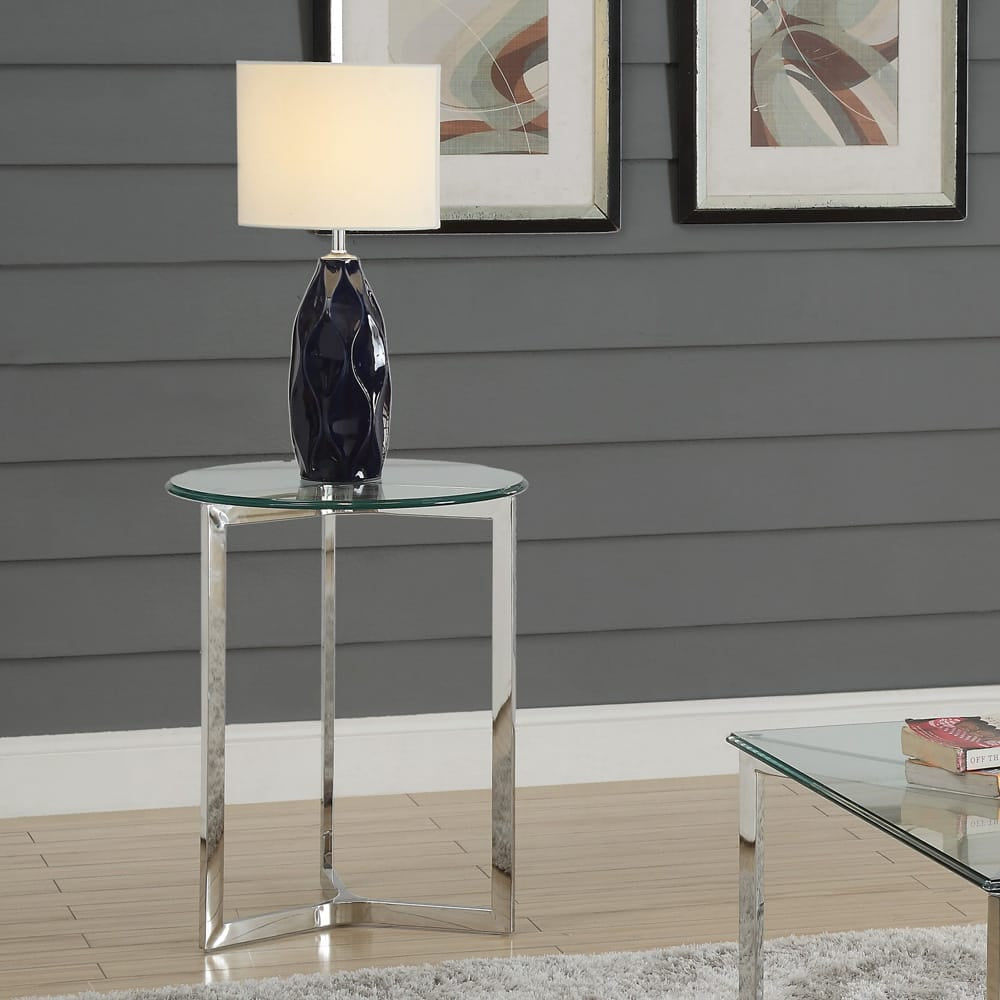 ACME Furniture - Volusius - End Table - Stainless Steel & Clear Glass - 84607 view 2