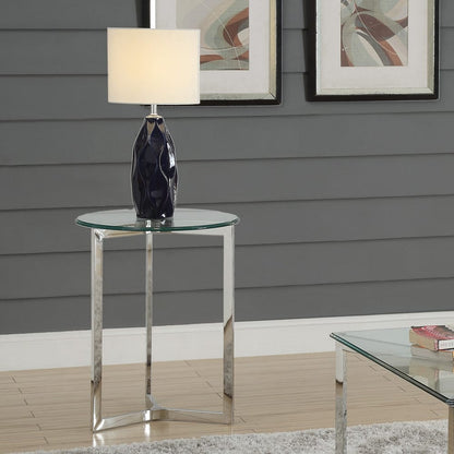 ACME Furniture - Volusius - End Table - Stainless Steel & Clear Glass - 84607 view 2