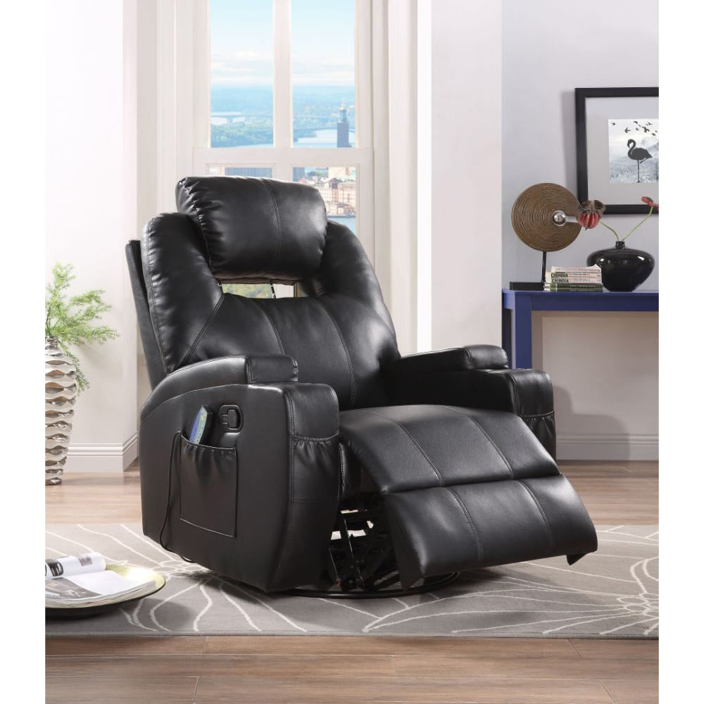 ACME Furniture - Waterlily - Motion Rocker Recliner w/Swivel - Black Synthetic Leather - 59277A view 3