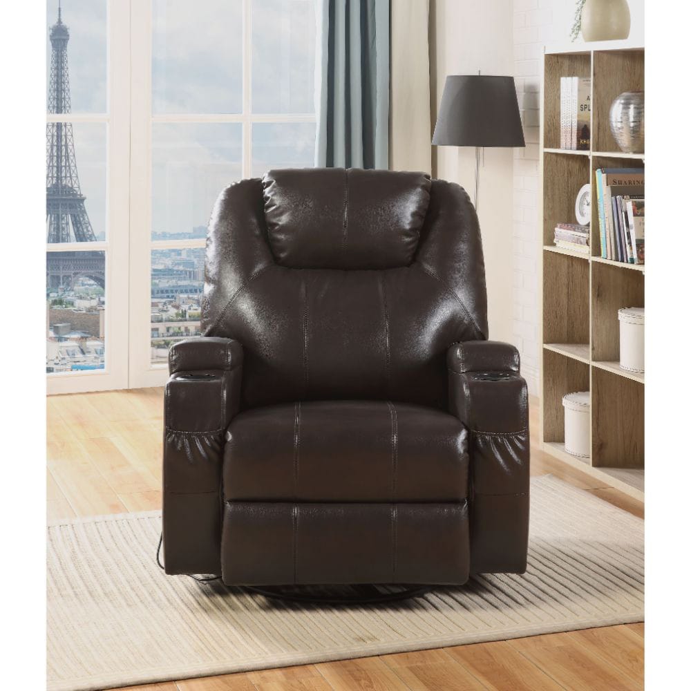 ACME Furniture - Waterlily - Motion Rocker Recliner w/Swivel - Brown Synthetic Leather - 59278A view 3