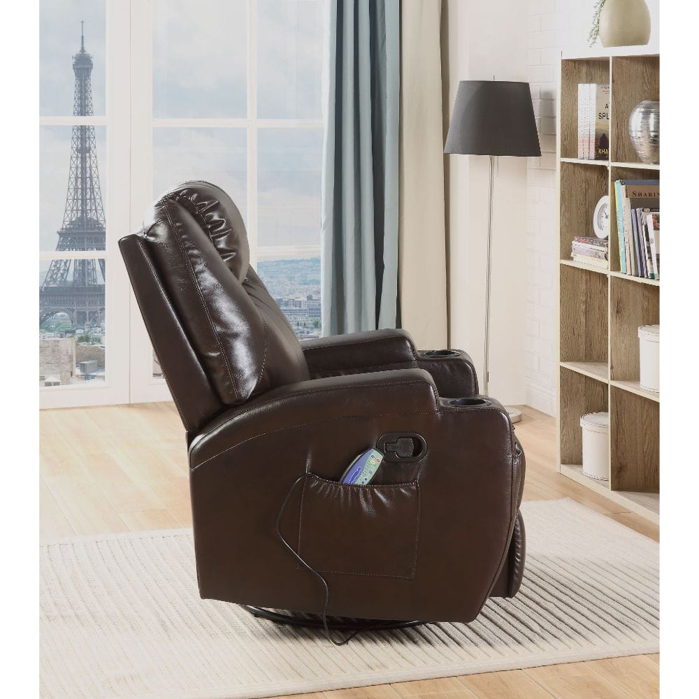 ACME Furniture - Waterlily - Motion Rocker Recliner w/Swivel - Brown Synthetic Leather - 59278A view 4
