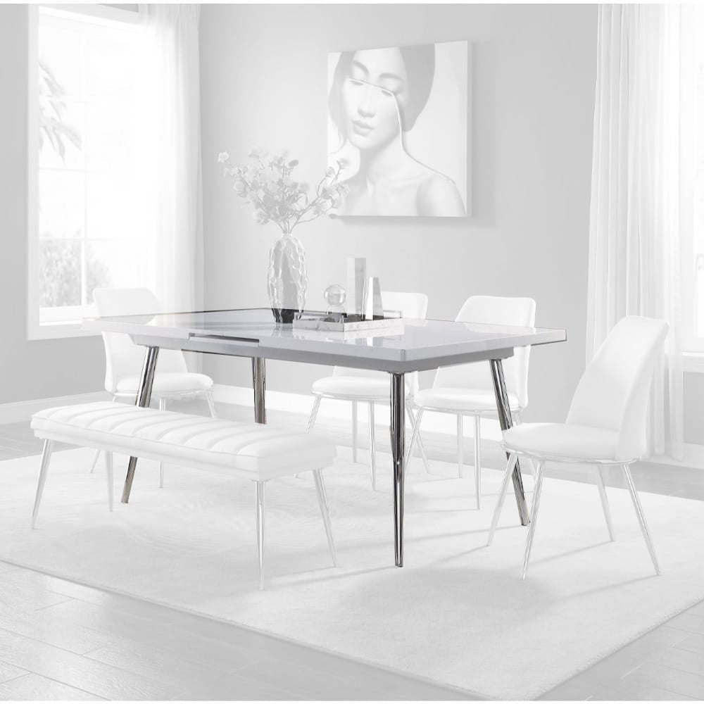 ACME Furniture - Weizor - Dining Table - White High Gloss & Chrome - 77150 view 1