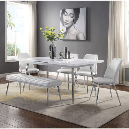 ACME Furniture - Weizor - Dining Table - White High Gloss & Chrome - 77150 view 2
