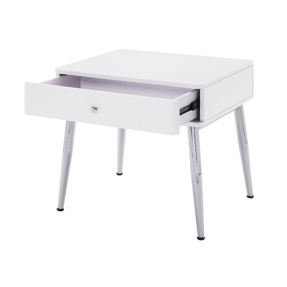 ACME Furniture - Weizor - End Table - White High Gloss & Chrome - 87152 view 1