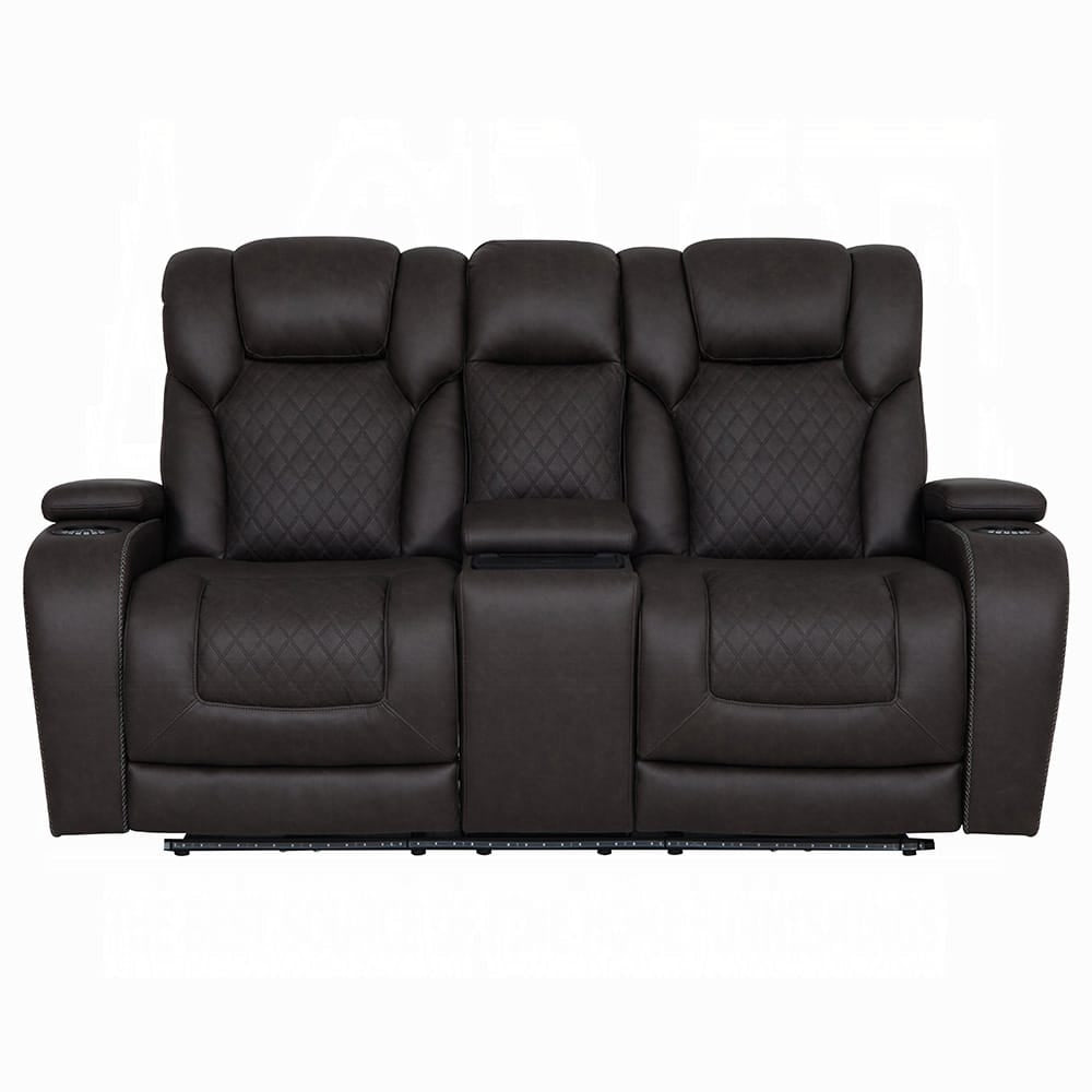 ACME Furniture - Wendell - Power Motion Loveseat w/Console,Wireless Charger, Storage,USB & LED - Dark Gray Microfiber - LV06221 view 1