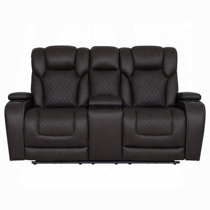 ACME Furniture - Wendell - Power Motion Loveseat w/Console,Wireless Charger, Storage,USB & LED - Dark Gray Microfiber - LV06221 view 1