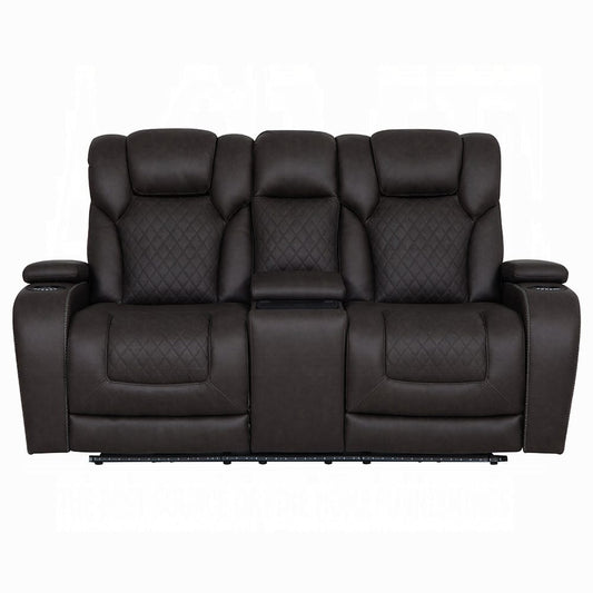 ACME Furniture - Wendell - Power Motion Loveseat w/Console,Wireless Charger, Storage,USB & LED - Dark Gray Microfiber - LV06221 view 1
