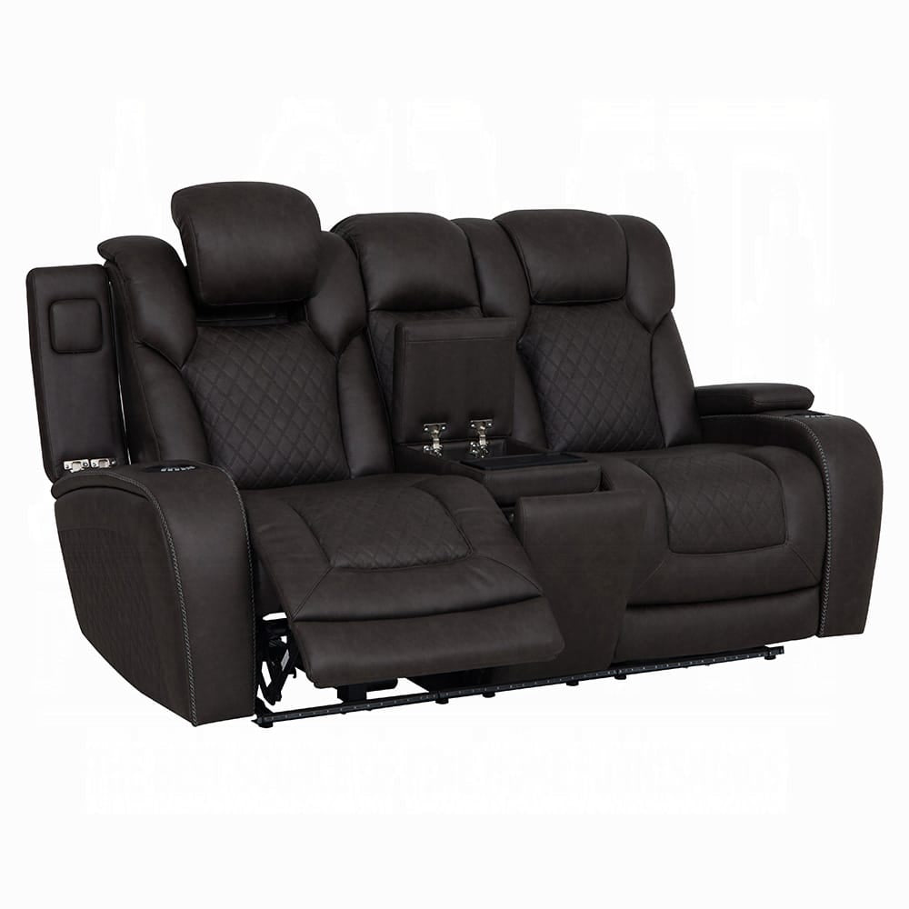 ACME Furniture - Wendell - Power Motion Loveseat w/Console,Wireless Charger, Storage,USB & LED - Dark Gray Microfiber - LV06221 view 2