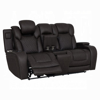 ACME Furniture - Wendell - Power Motion Loveseat w/Console,Wireless Charger, Storage,USB & LED - Dark Gray Microfiber - LV06221 view 2