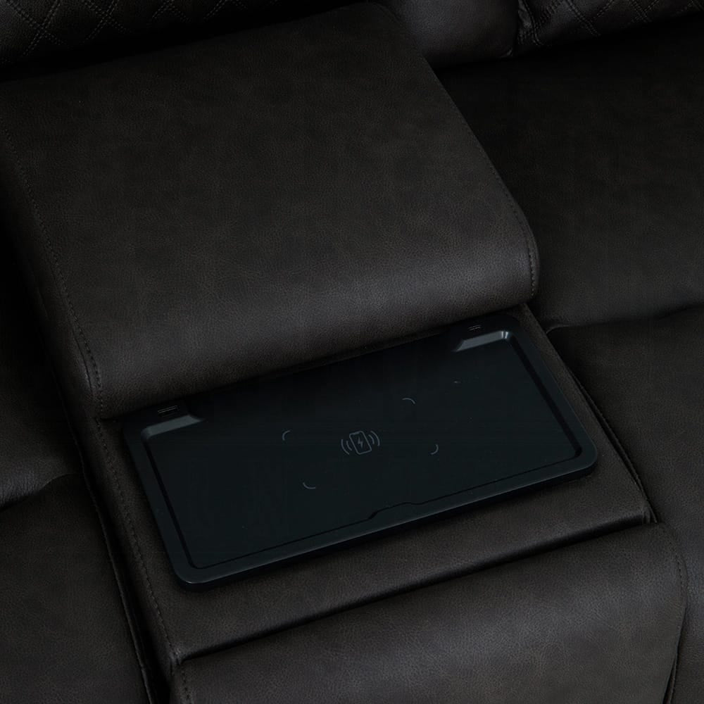 ACME Furniture - Wendell - Power Motion Loveseat w/Console,Wireless Charger, Storage,USB & LED - Dark Gray Microfiber - LV06221 view 4