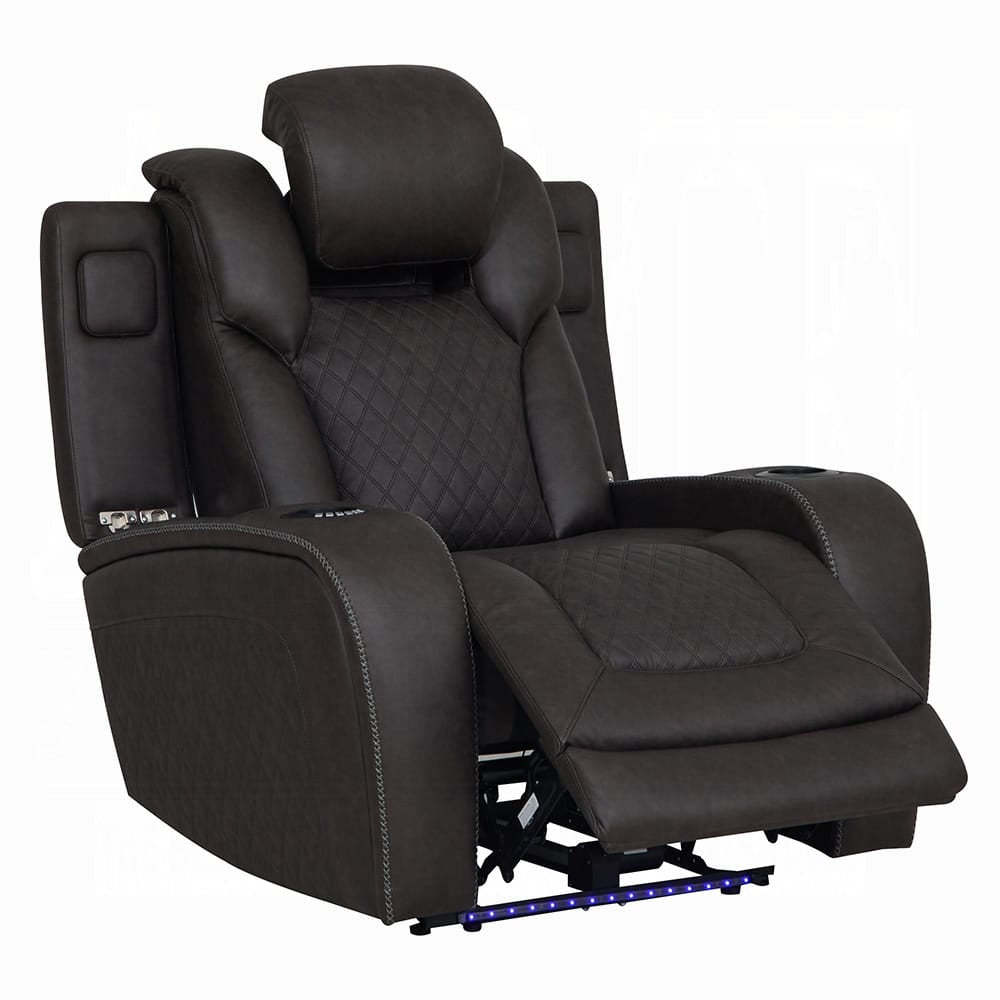 ACME Furniture - Wendell - Power Motion Recliner w/Storage,USB & LED - Dark Gray Microfiber - LV06222 view 2