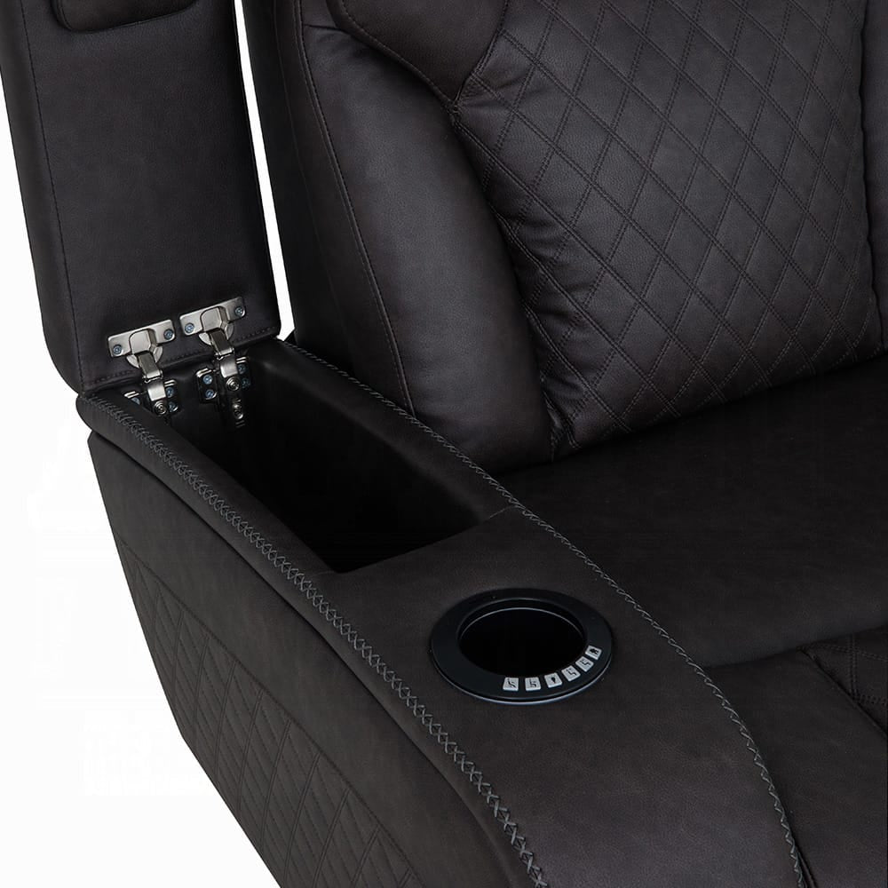 ACME Furniture - Wendell - Power Motion Recliner w/Storage,USB & LED - Dark Gray Microfiber - LV06222 view 4