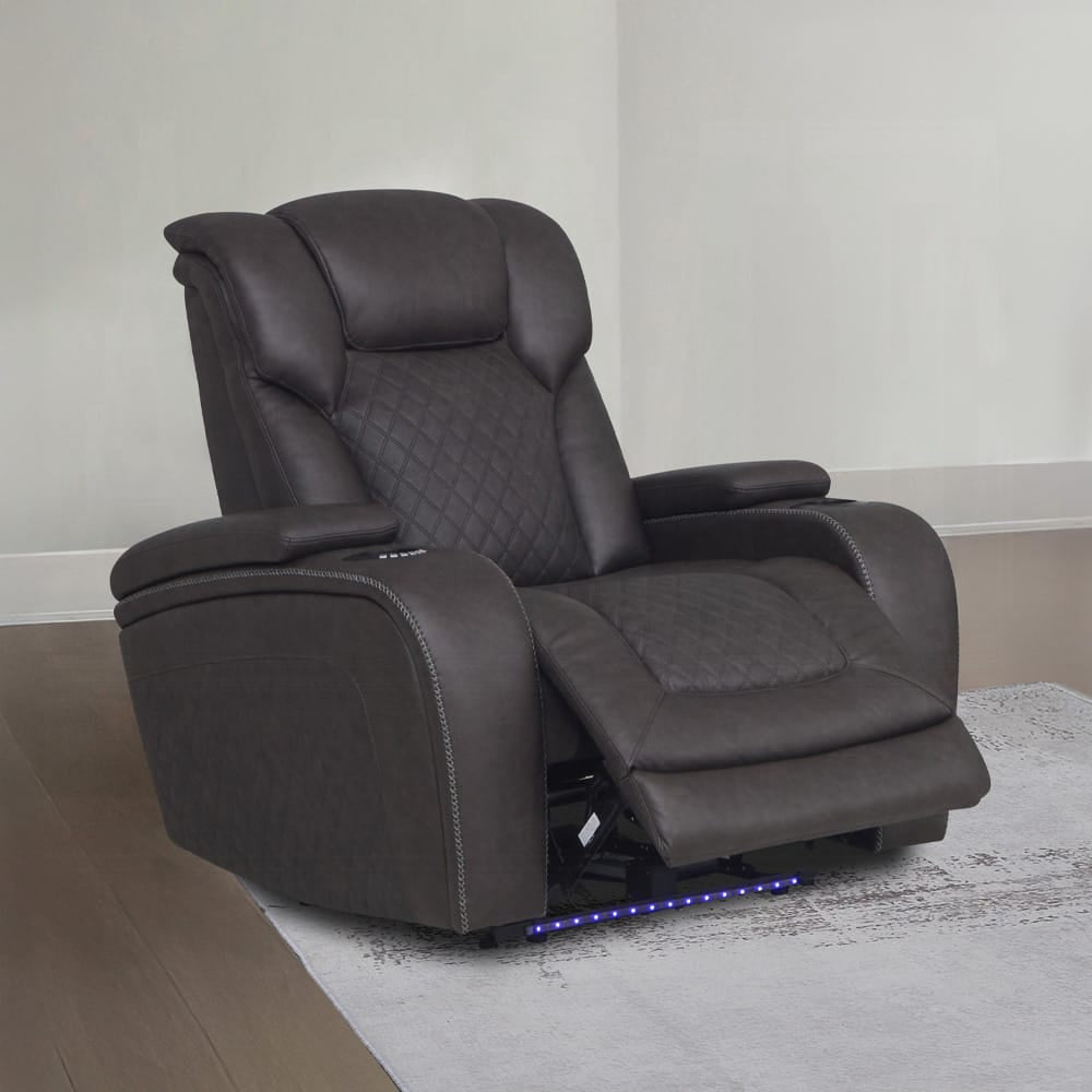 ACME Furniture - Wendell - Power Motion Recliner w/Storage,USB & LED - Dark Gray Microfiber - LV06222 view 5