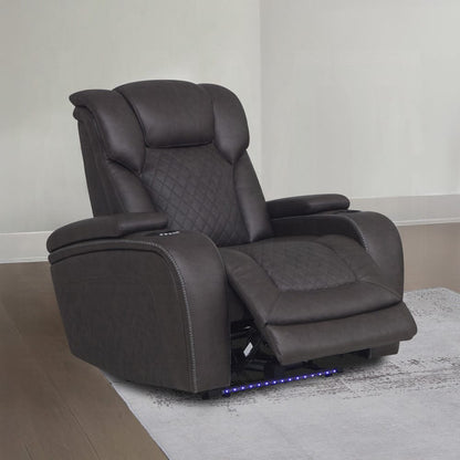 ACME Furniture - Wendell - Power Motion Recliner w/Storage,USB & LED - Dark Gray Microfiber - LV06222 view 5