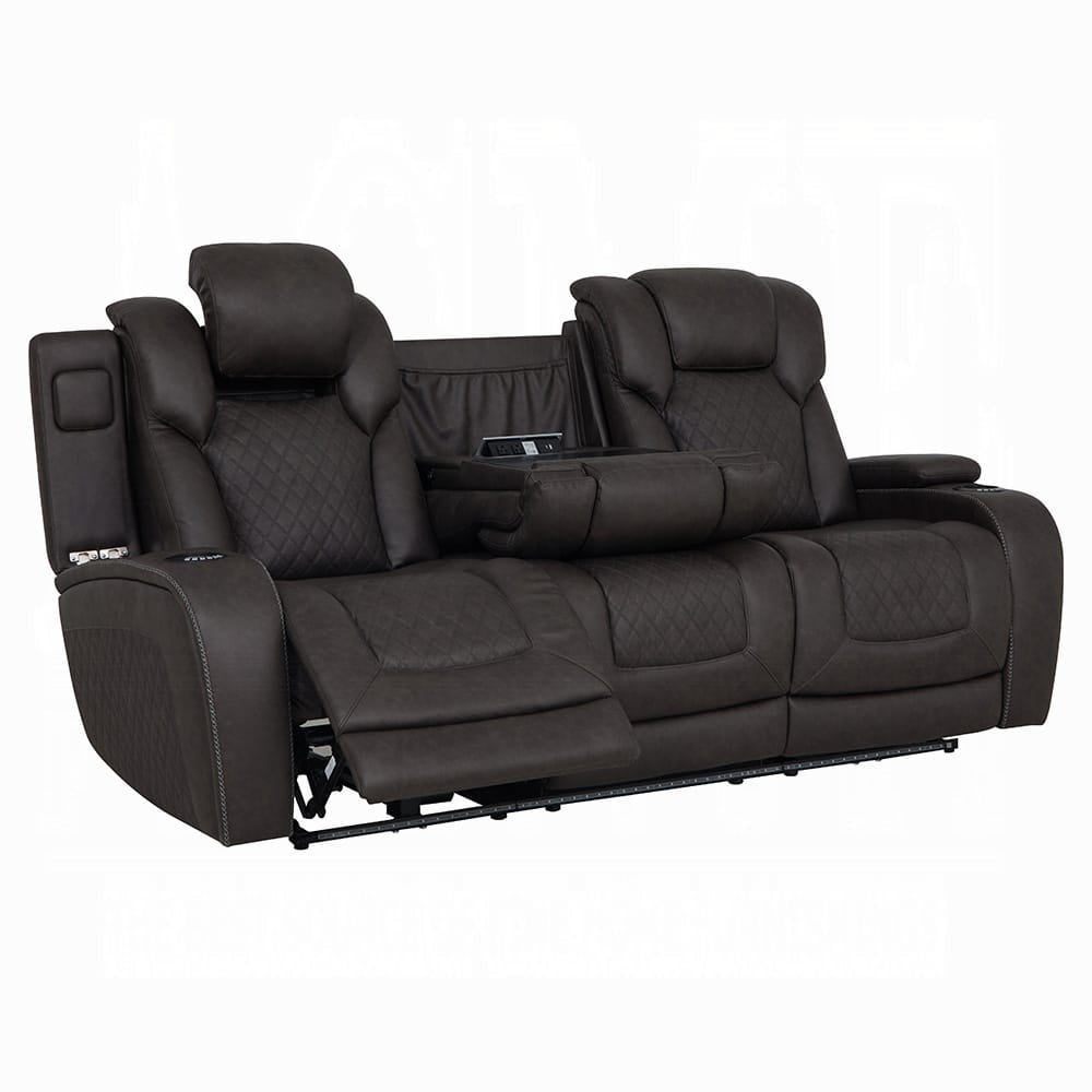 ACME Furniture - Wendell - Power Motion Sofa w/Dropdown Table, Storage,USB & LED - Dark Gray Microfiber - LV06220 view 1
