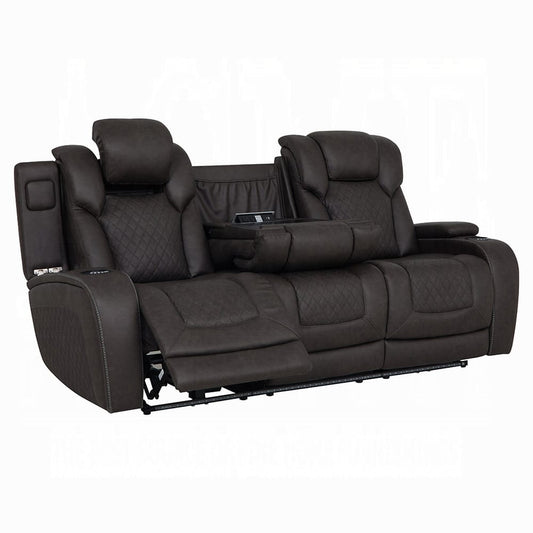 ACME Furniture - Wendell - Power Motion Sofa w/Dropdown Table, Storage,USB & LED - Dark Gray Microfiber - LV06220 view 1