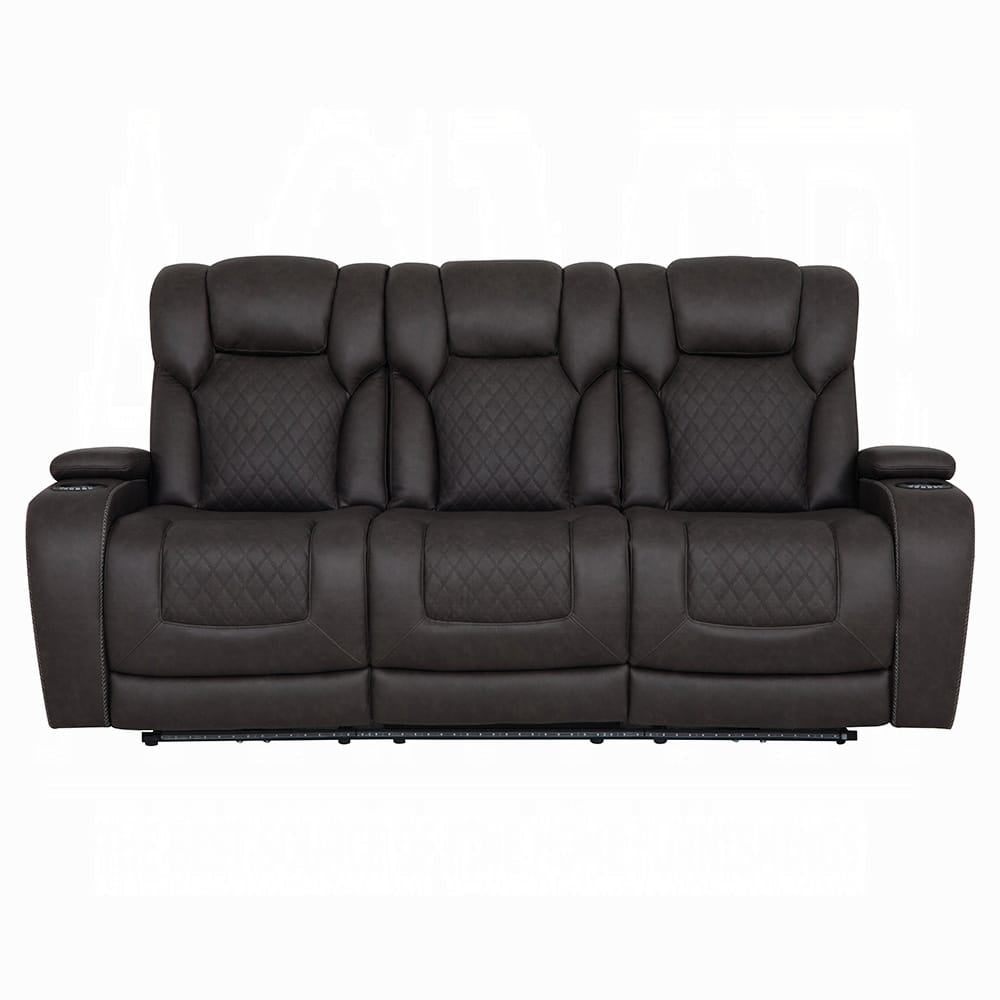 ACME Furniture - Wendell - Power Motion Sofa w/Dropdown Table, Storage,USB & LED - Dark Gray Microfiber - LV06220 view 2