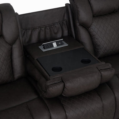 ACME Furniture - Wendell - Power Motion Sofa w/Dropdown Table, Storage,USB & LED - Dark Gray Microfiber - LV06220 view 3