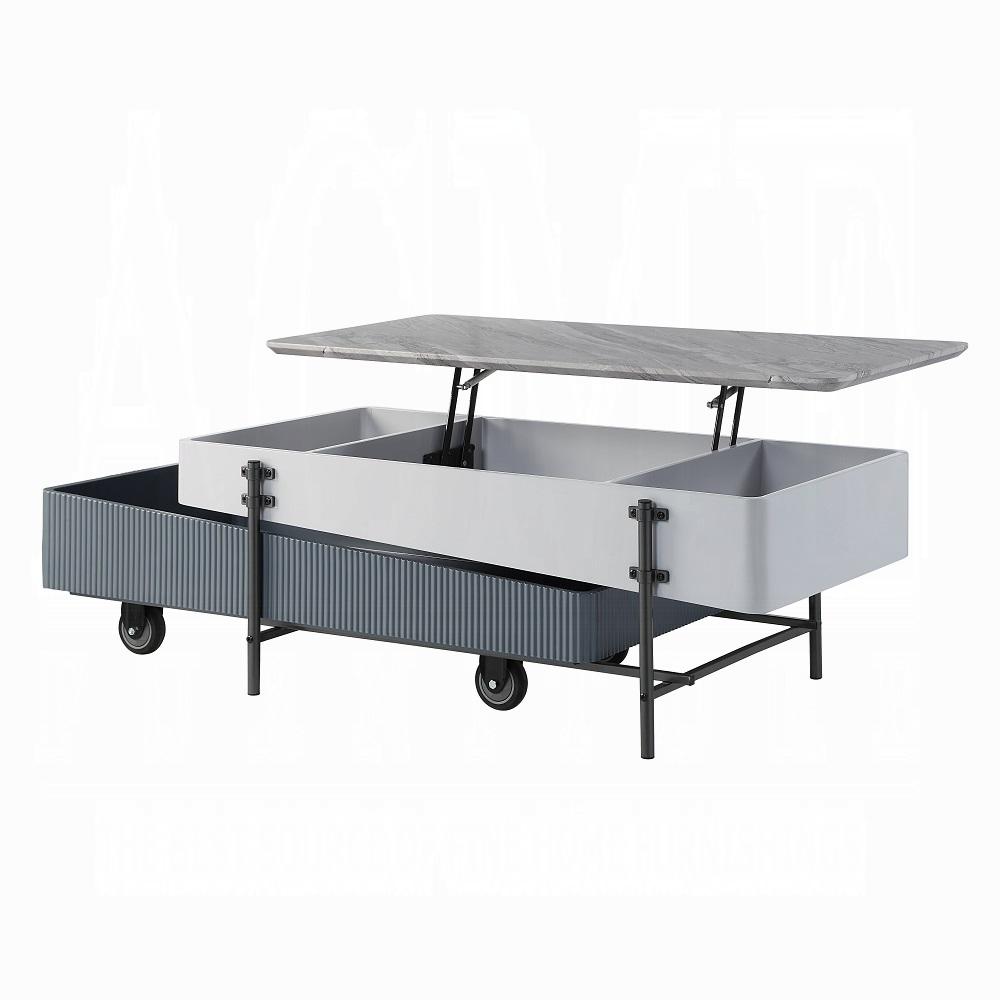 ACME Furniture - Wilkins Coffee Table w/Lift Top - White & Gray High Gloss Finish - LV02187 veiw 4