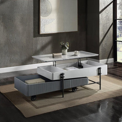 ACME Furniture - Wilkins Coffee Table w/Lift Top - White & Gray High Gloss Finish - LV02187 veiw 5
