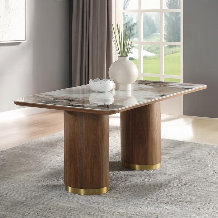 ACME Furniture - Willene Dining Table w/Ceramic Top - Ceramic Top & Walnut Finish - DN03145 veiw 5