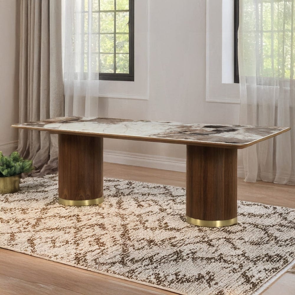 ACME Furniture - Willene Dining Table w/Ceramic Top - Ceramic Top & Walnut Finish - DN03305 view 4